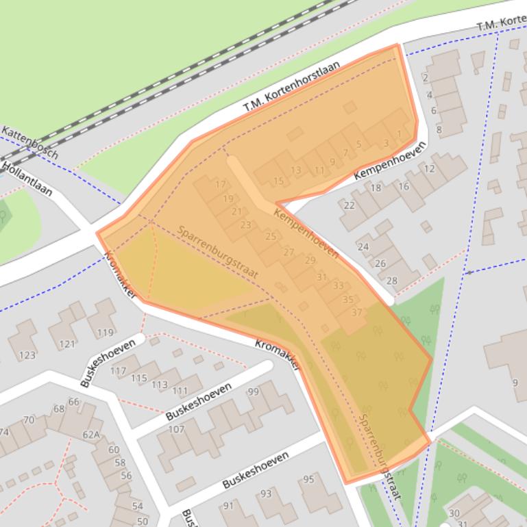 Kaart van postcodegebied 5244HA.