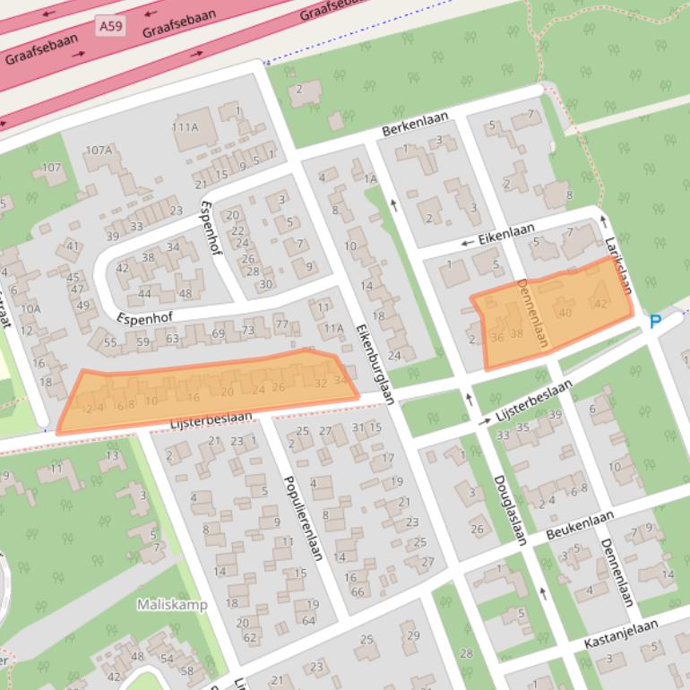Kaart van postcodegebied 5248BB.