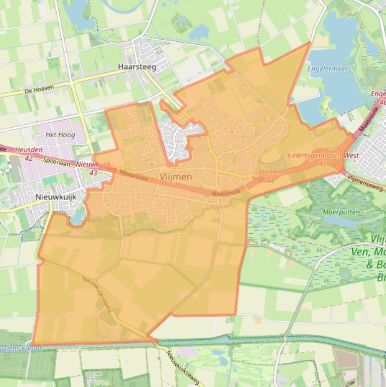 Kaartafbeelding, ingezoomd op postcodegebied 5251.