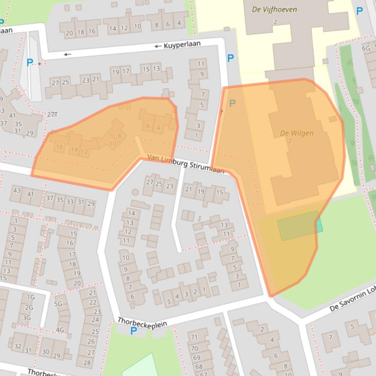 Kaart van postcodegebied 5252AW.