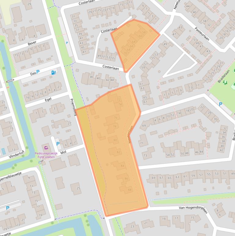 Kaart van postcodegebied 5252CG.