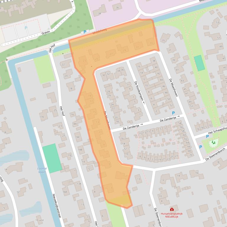 Kaart van postcodegebied 5253XE.