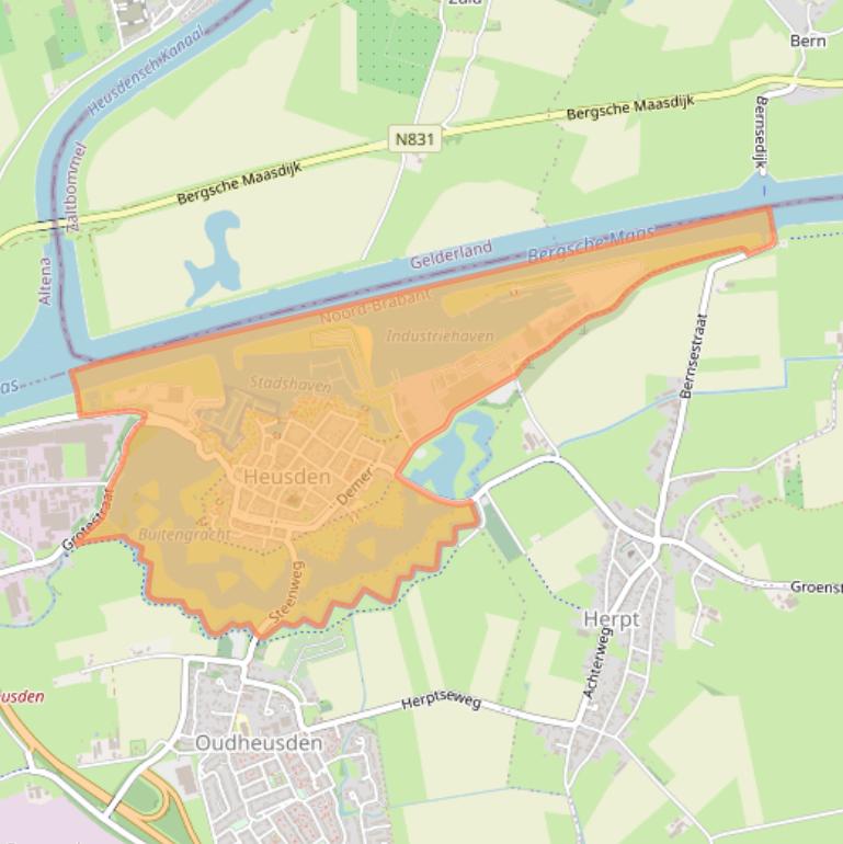 Kaart van postcodegebied 5256.