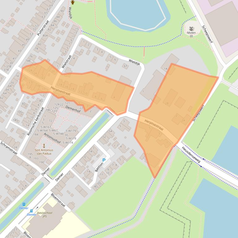 Kaart van postcodegebied 5256AE.