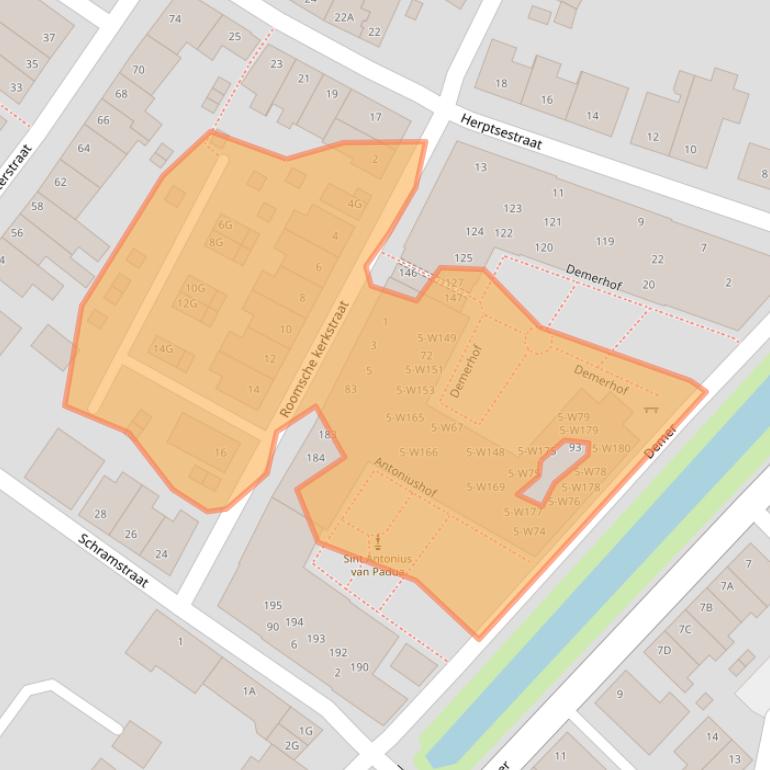 Kaart van postcodegebied 5256AJ.