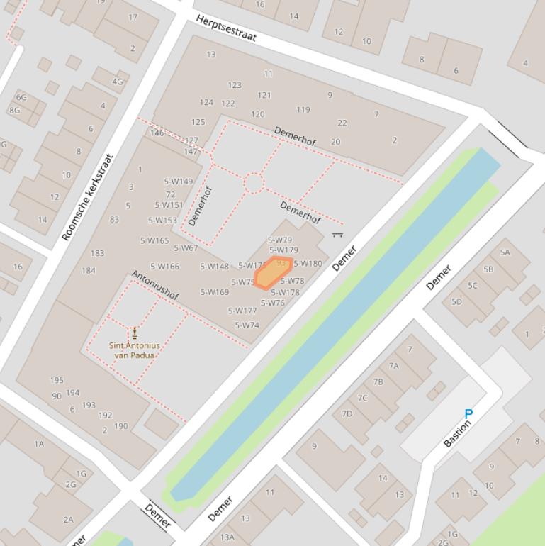 Kaart van postcodegebied 5256DA.