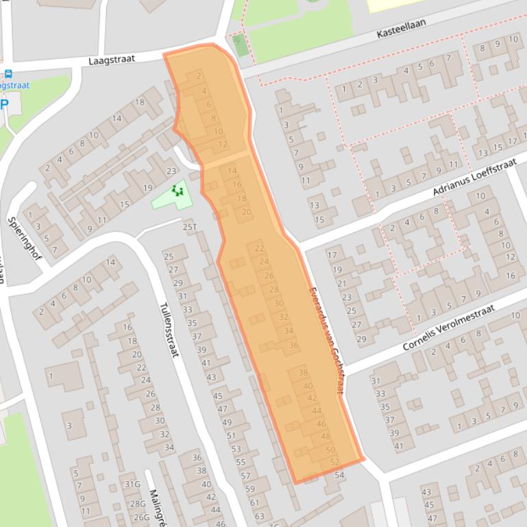 Kaart van postcodegebied 5256EW.