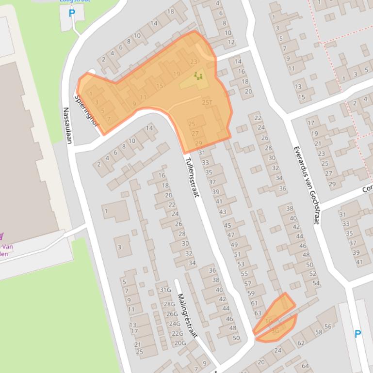 Kaart van postcodegebied 5256KG.