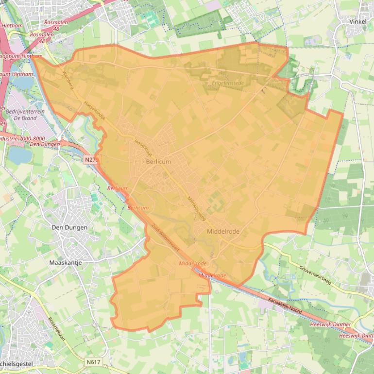 Kaart van postcodegebied 5258.