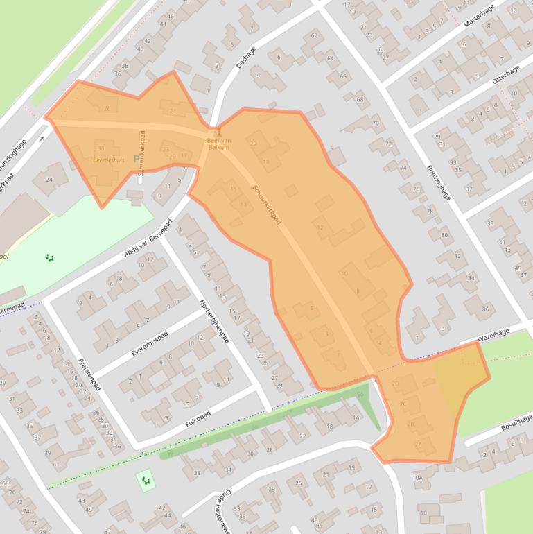 Kaart van postcodegebied 5258AE.