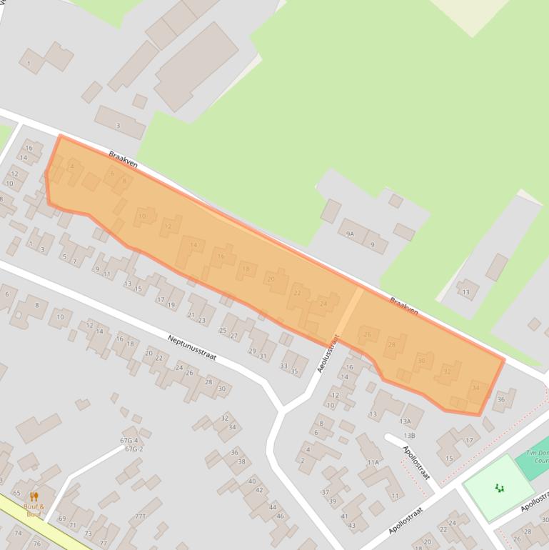 Kaart van postcodegebied 5258AJ.