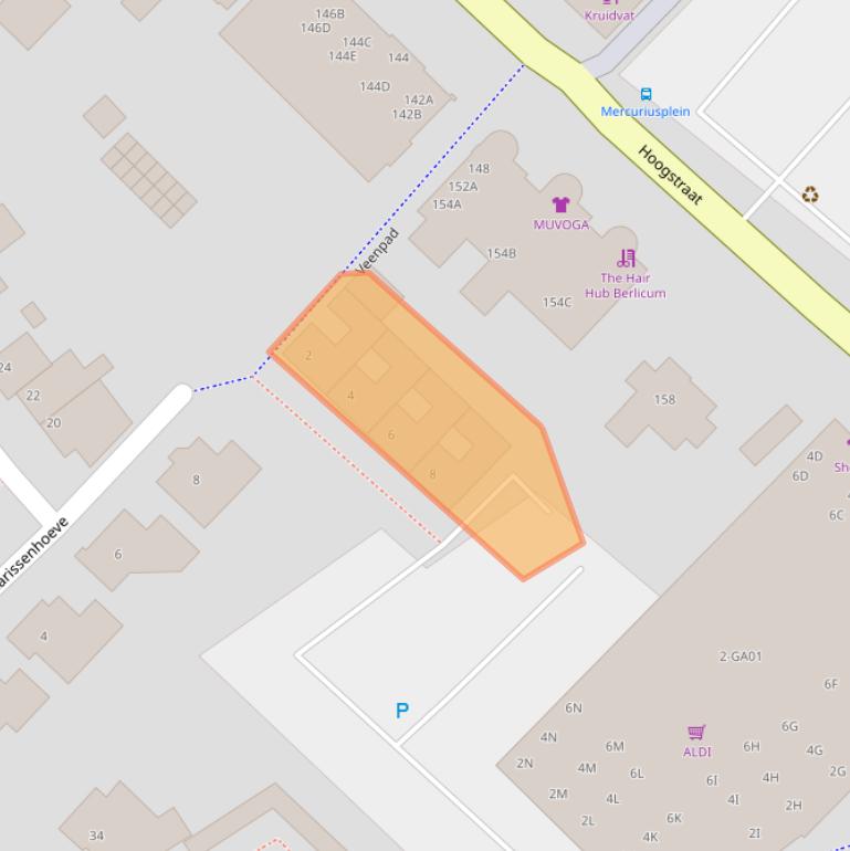 Kaart van postcodegebied 5258BR.