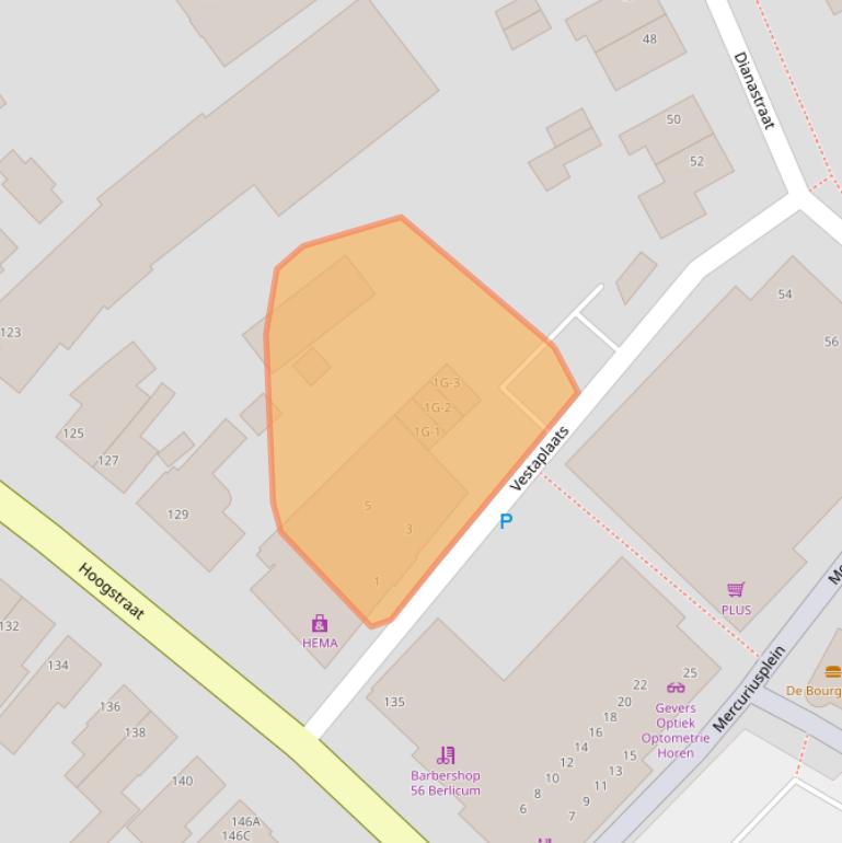 Kaart van postcodegebied 5258BT.