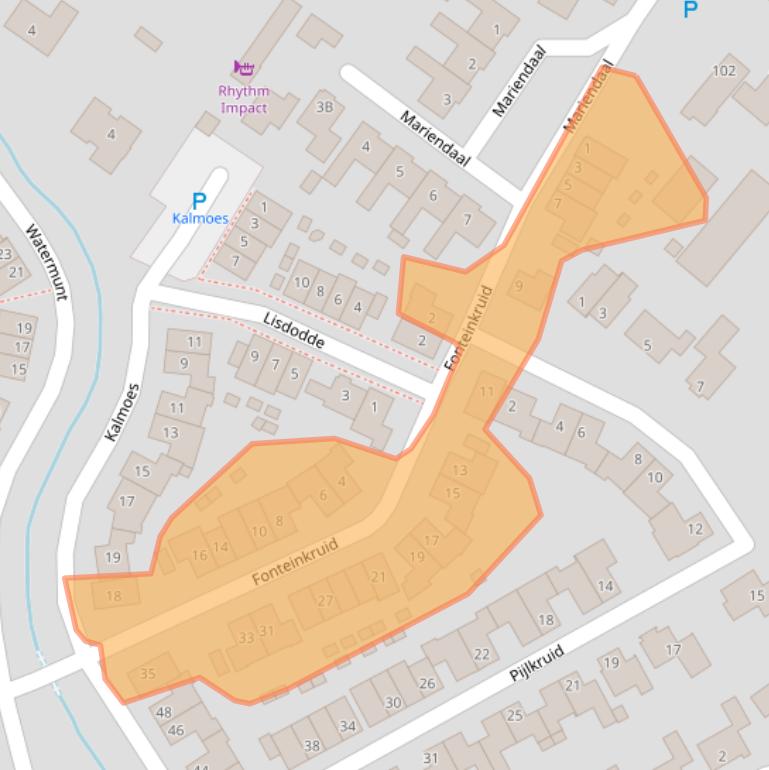 Kaart van postcodegebied 5258BV.