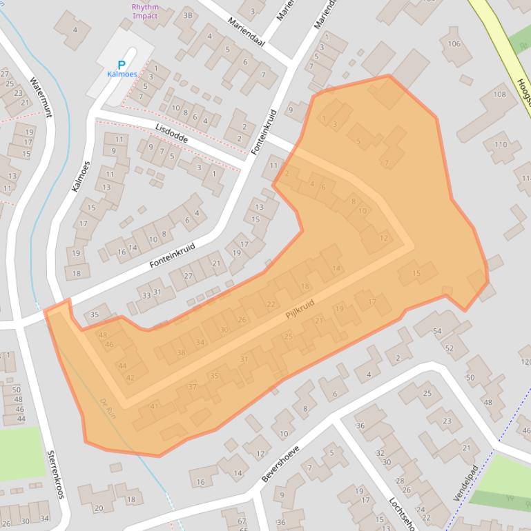 Kaart van postcodegebied 5258BW.