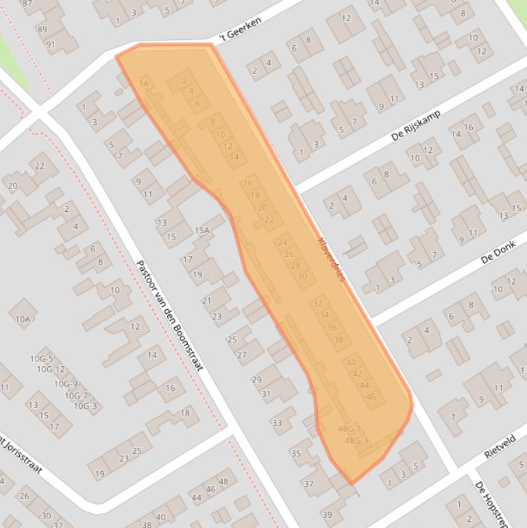 Kaart van postcodegebied 5258EC.