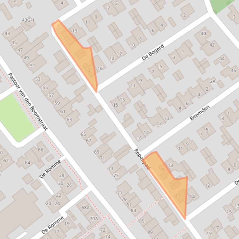 Kaart van postcodegebied 5258EP.