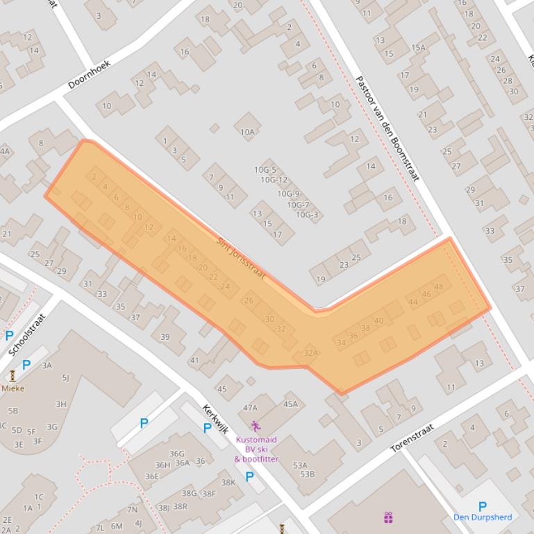 Kaart van postcodegebied 5258EW.
