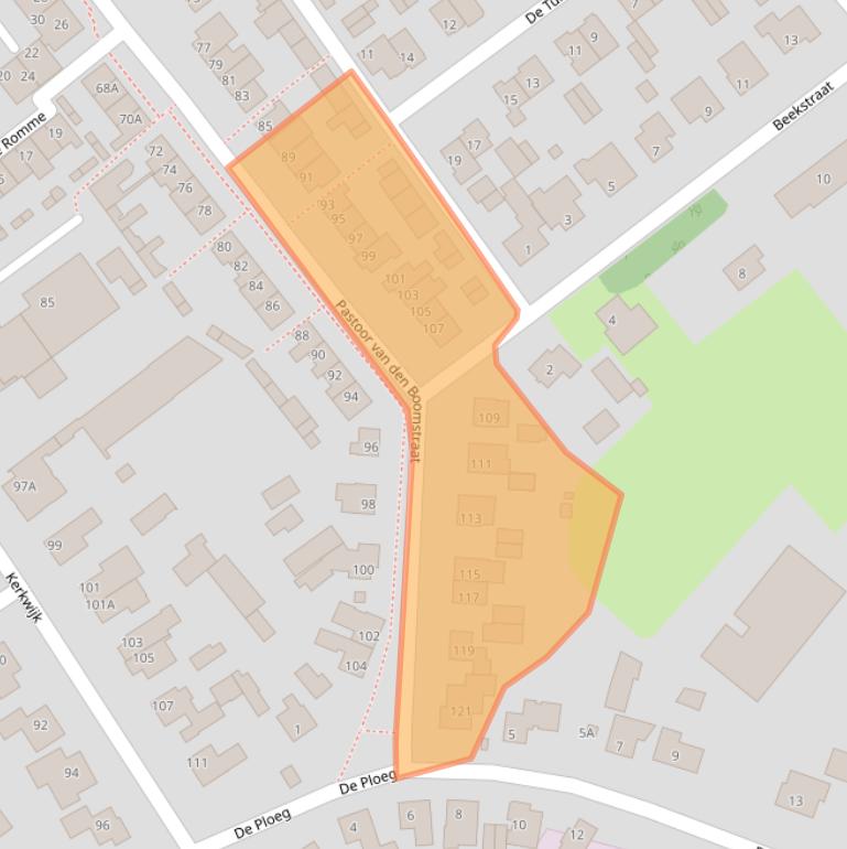 Kaart van postcodegebied 5258GD.