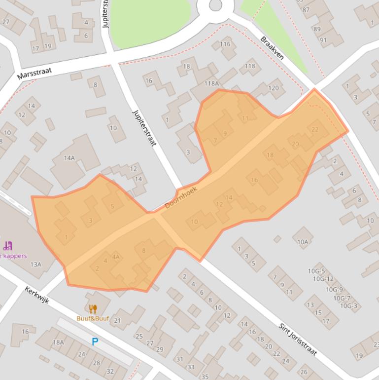 Kaart van postcodegebied 5258HG.