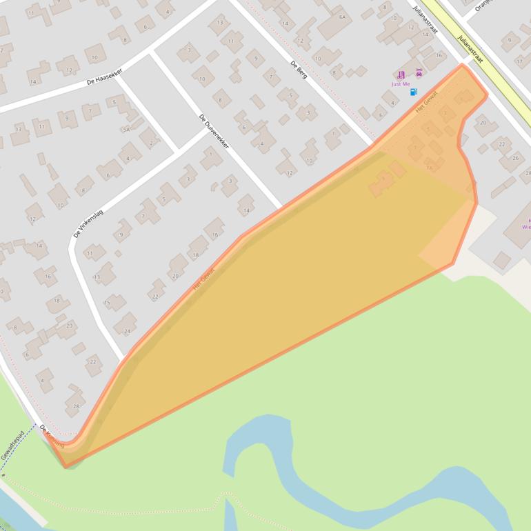 Kaart van postcodegebied 5258KK.