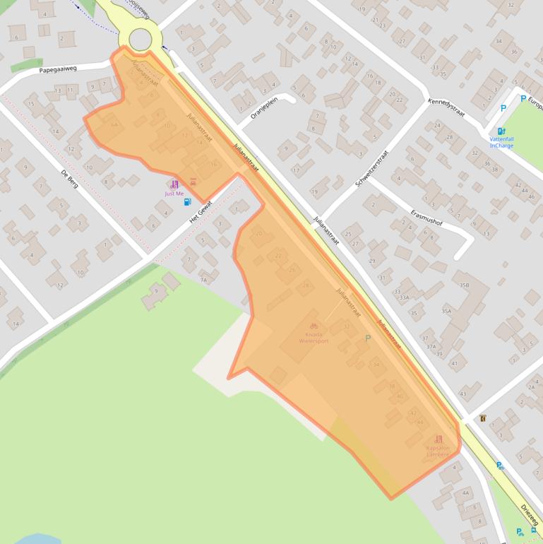 Kaart van postcodegebied 5258NB.