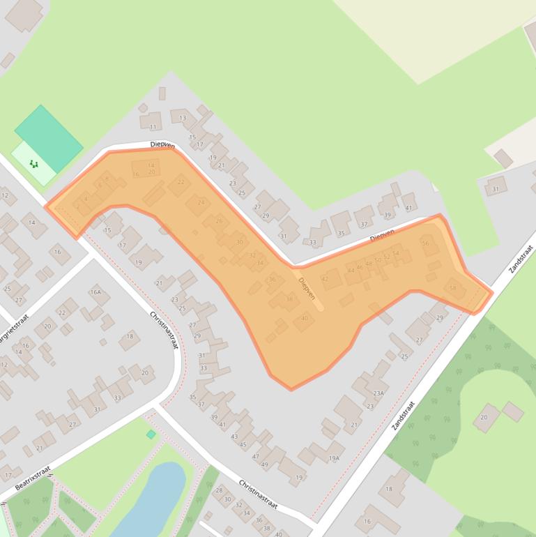 Kaart van postcodegebied 5258RB.