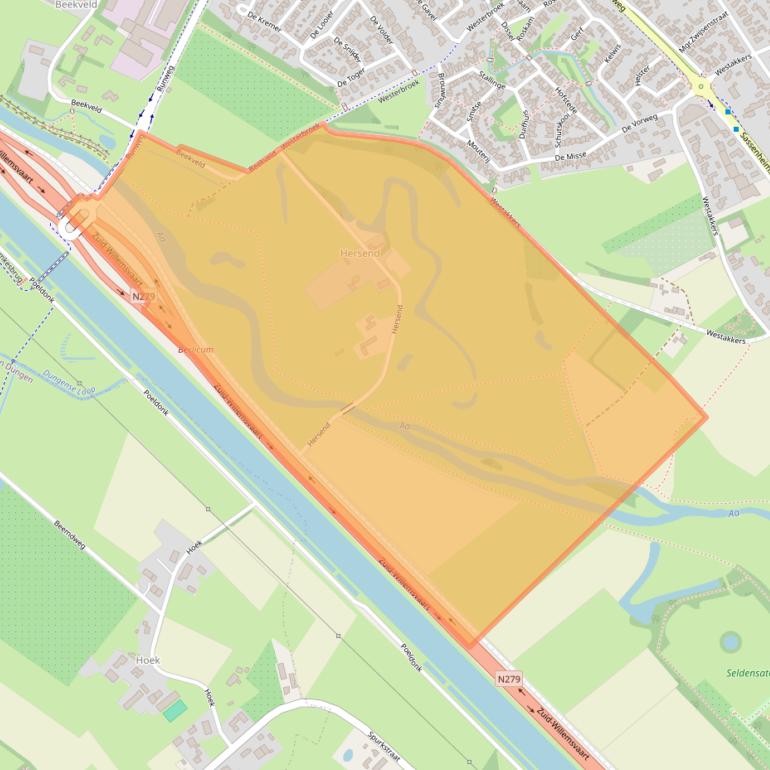 Kaart van postcodegebied 5258SE.