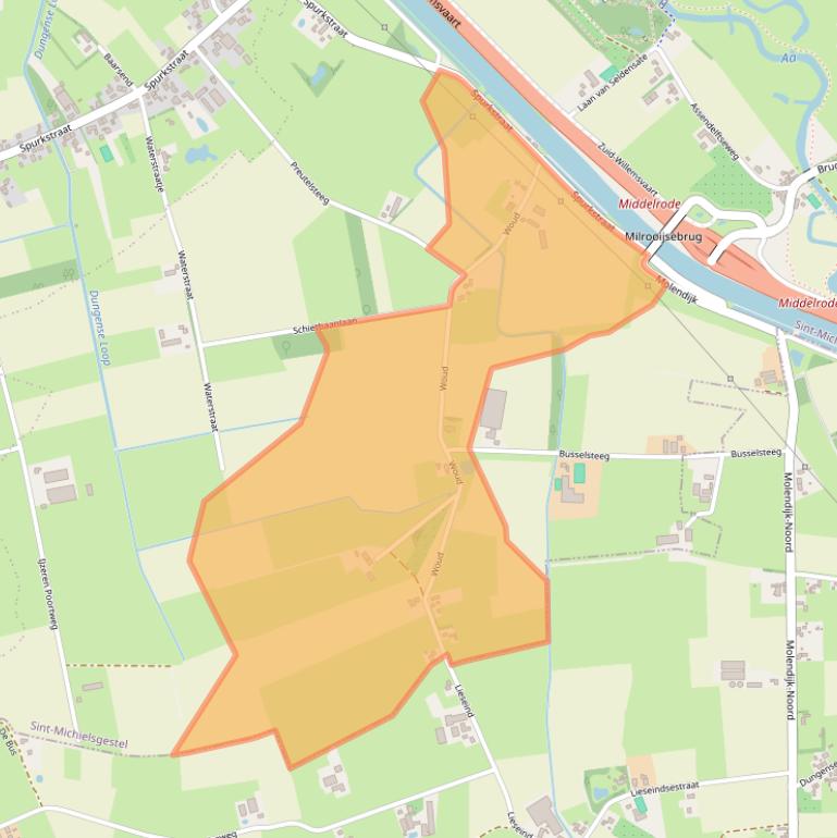 Kaart van postcodegebied 5258VK.