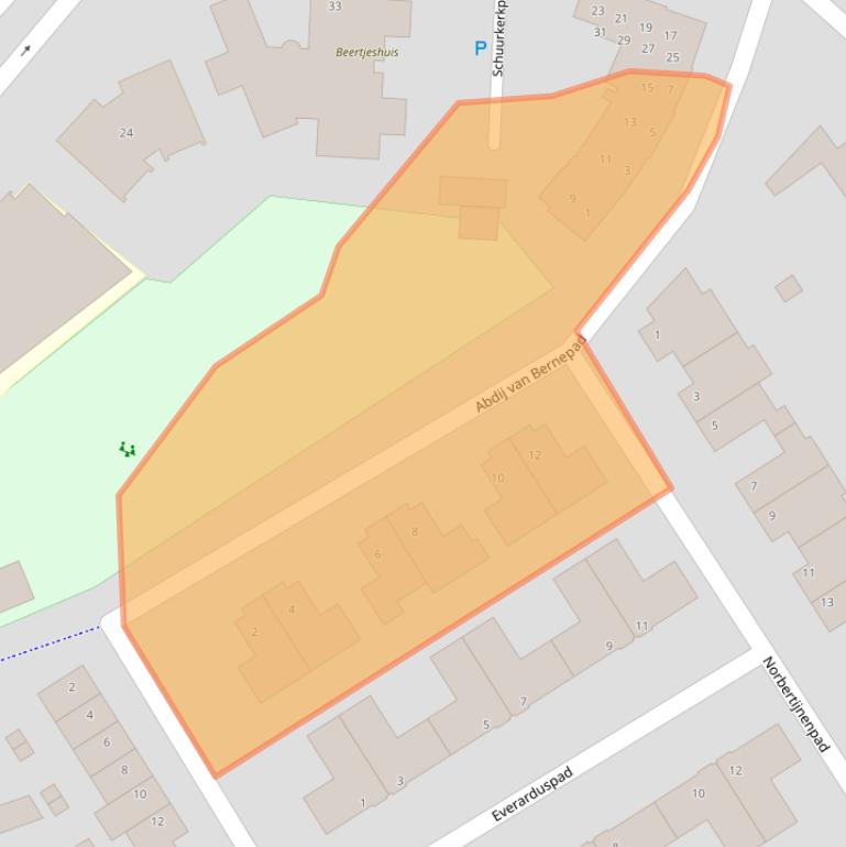 Kaart van postcodegebied 5258XW.