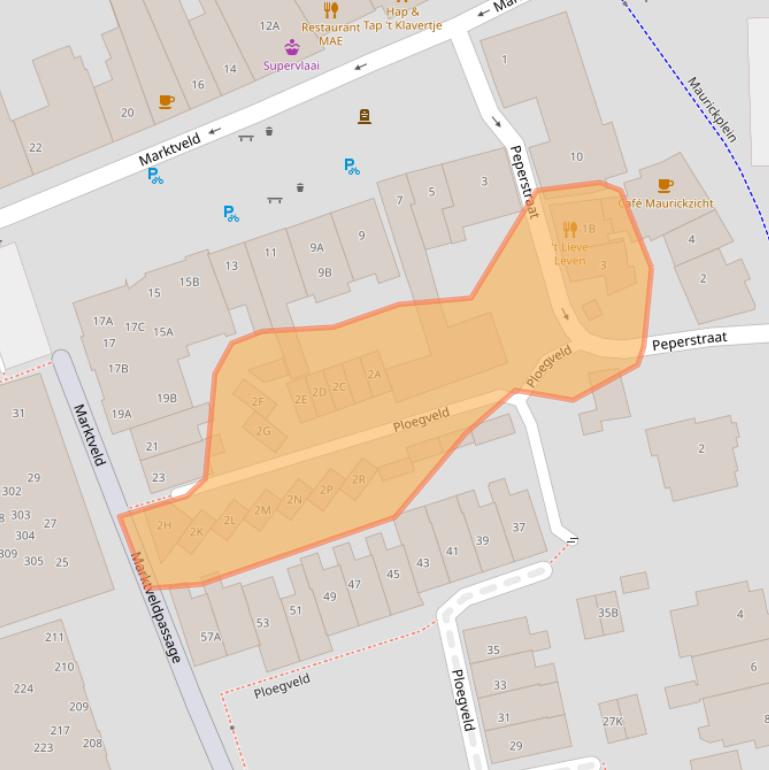 Kaart van postcodegebied 5261BW.