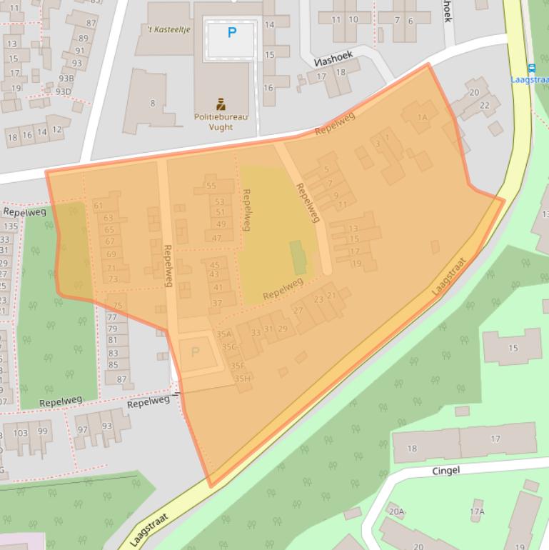 Kaart van postcodegebied 5261SW.