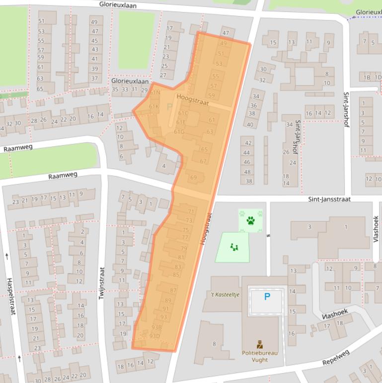 Kaart van postcodegebied 5261TG.