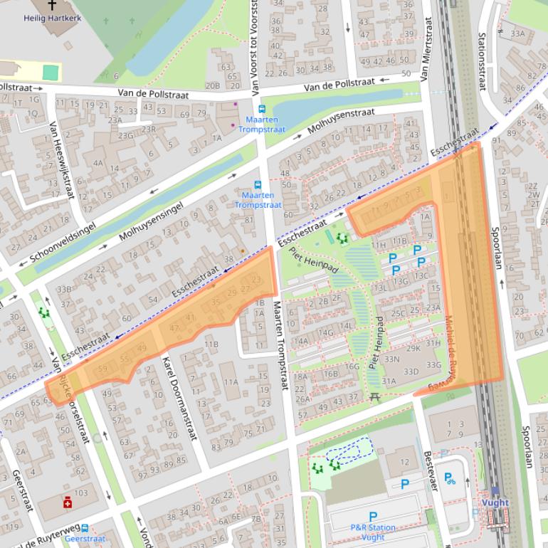 Kaart van postcodegebied 5262BA.