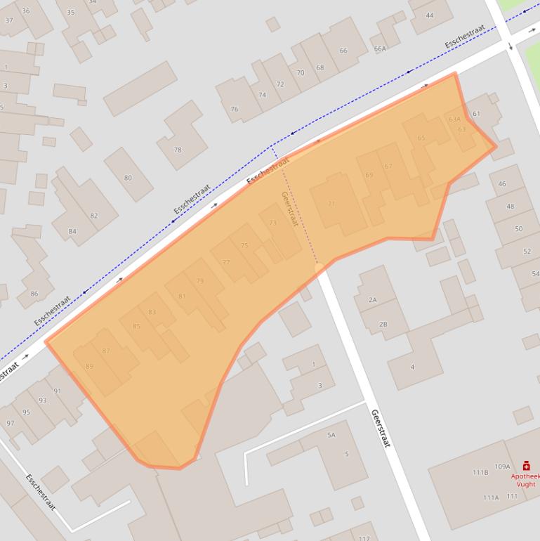 Kaart van postcodegebied 5262BB.