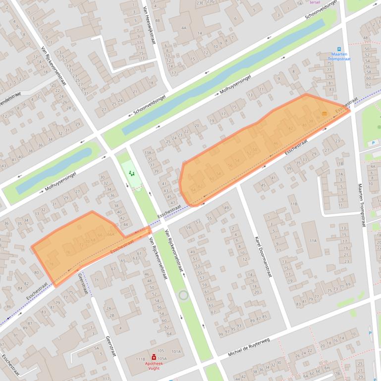 Kaart van postcodegebied 5262BE.