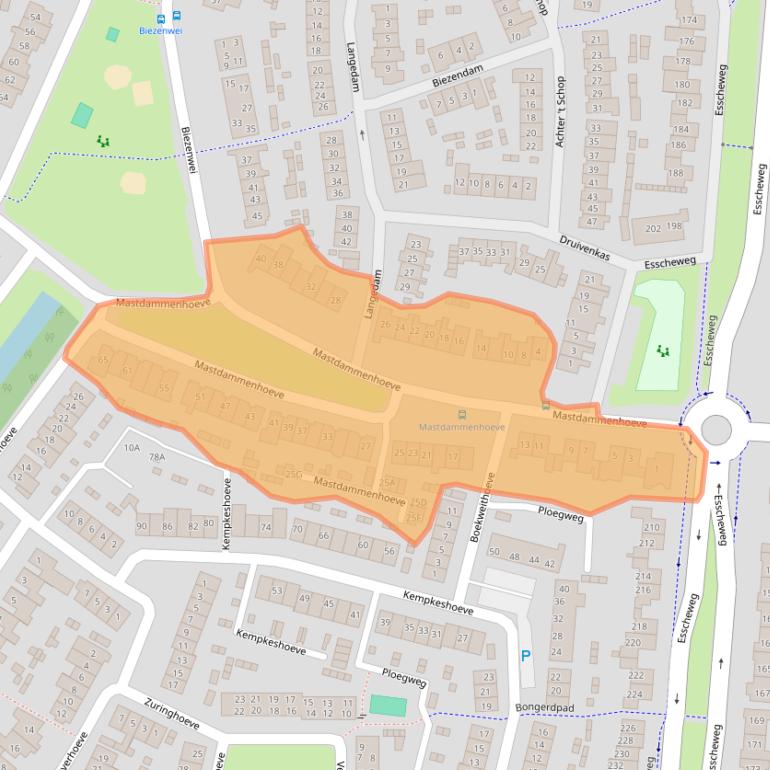 Kaart van postcodegebied 5262NA.