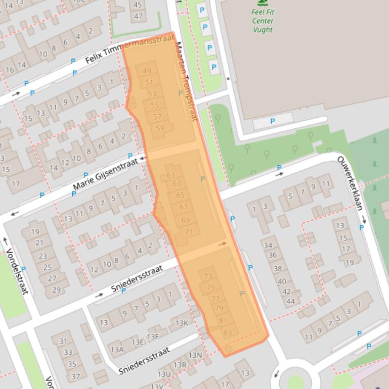 Kaart van postcodegebied 5262VL.