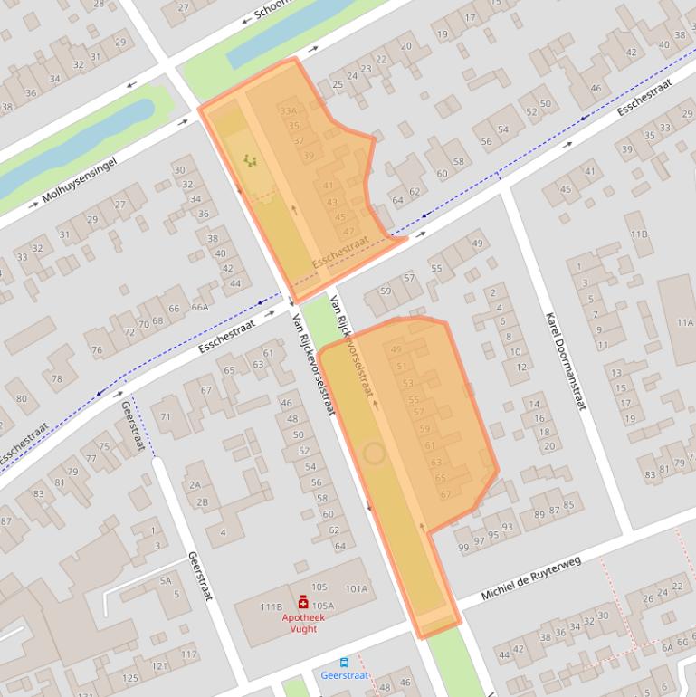 Kaart van postcodegebied 5262XJ.