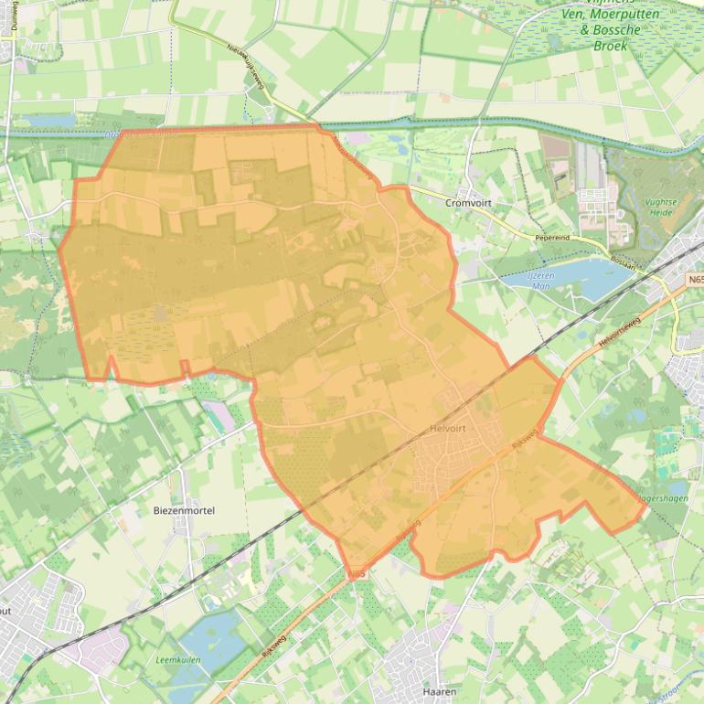 Kaartafbeelding, ingezoomd op postcodegebied 5268.
