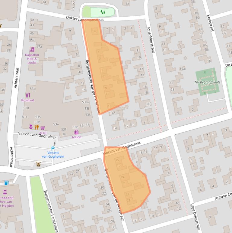 Kaart van postcodegebied 5268BJ.