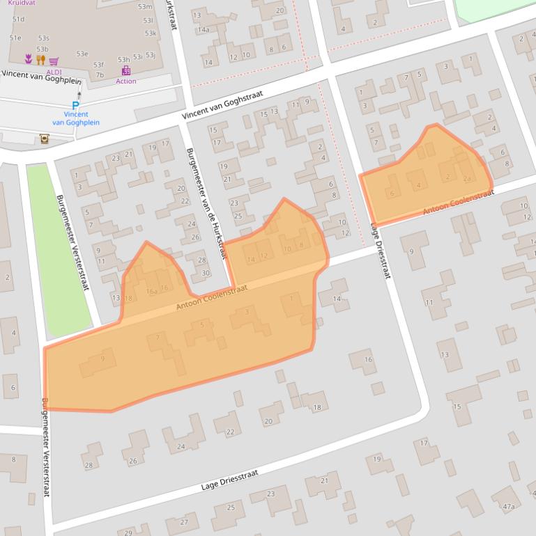 Kaart van postcodegebied 5268BN.