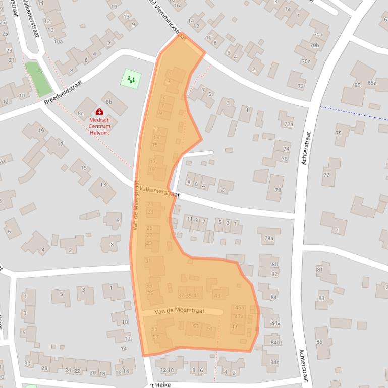 Kaart van postcodegebied 5268DG.