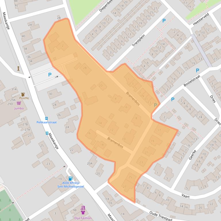 Kaart van postcodegebied 5271ZC.