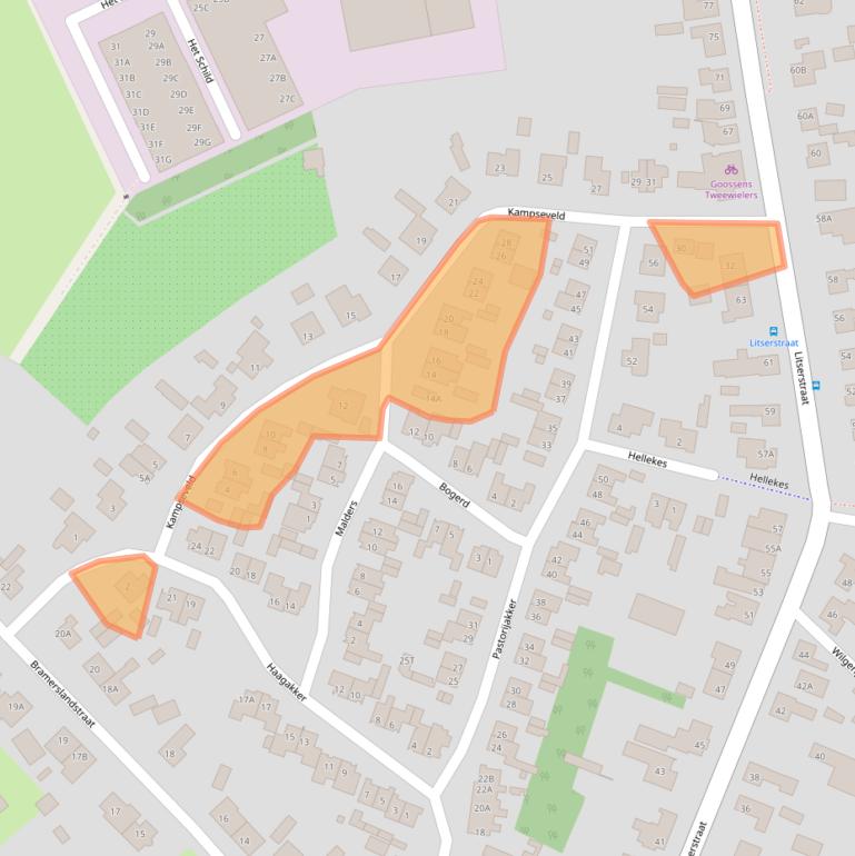 Kaart van postcodegebied 5275CA.