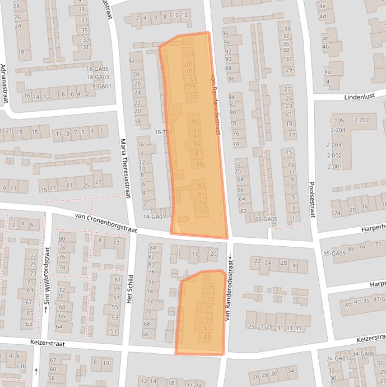 Kaart van postcodegebied 5282XJ.
