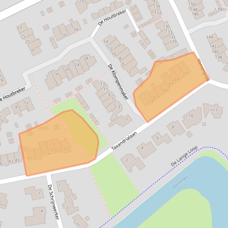 Kaart van postcodegebied 5283MB.