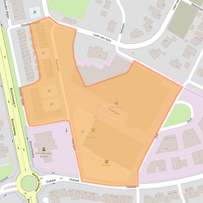 Kaart van postcodegebied 5283PV.