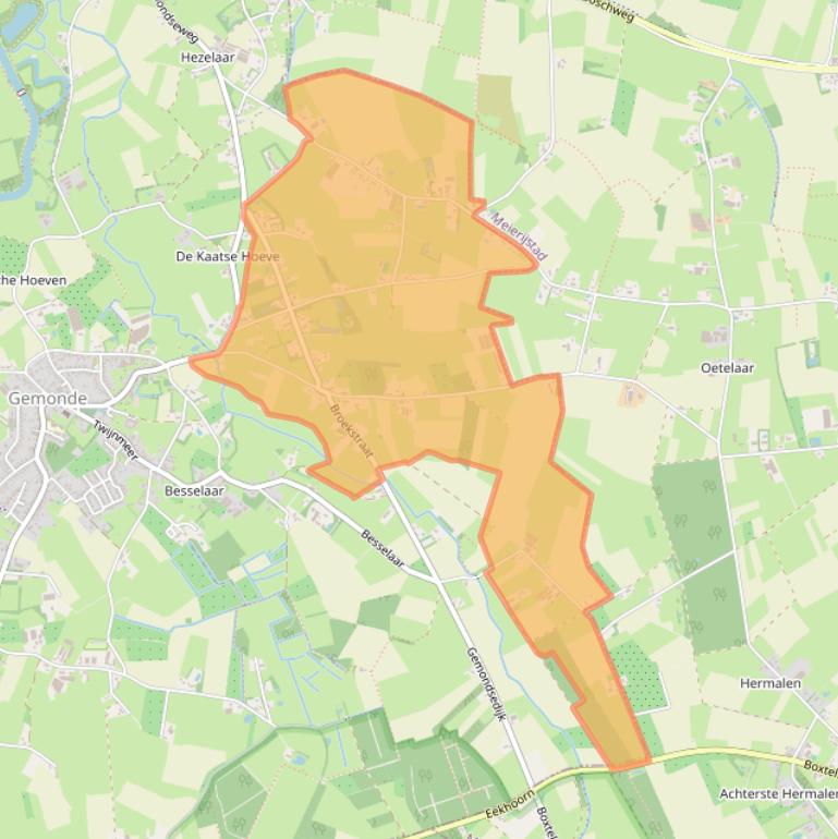 Kaartafbeelding, ingezoomd op postcodegebied 5292.