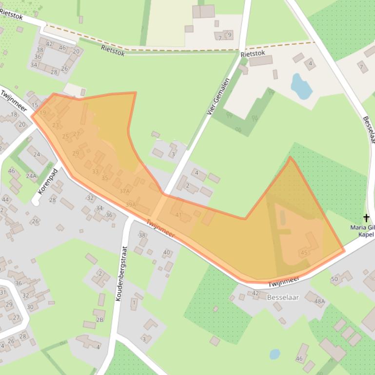 Kaart van postcodegebied 5294AA.